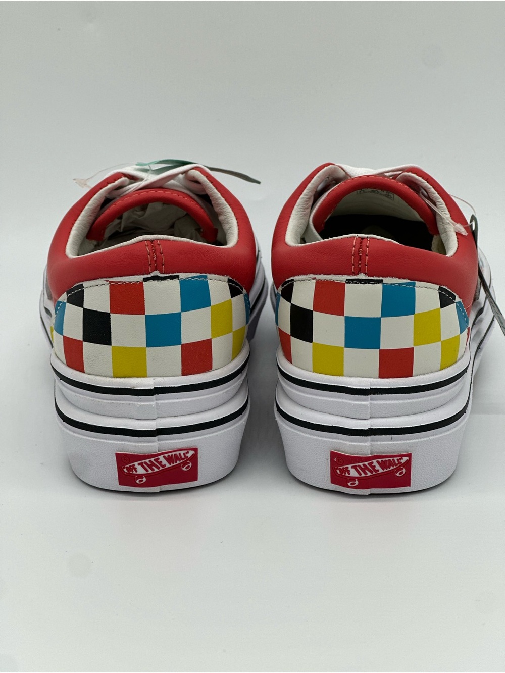 Vans Multi-Color Checkerboard and Red Low Top Sneakers - Picture 6 of 10